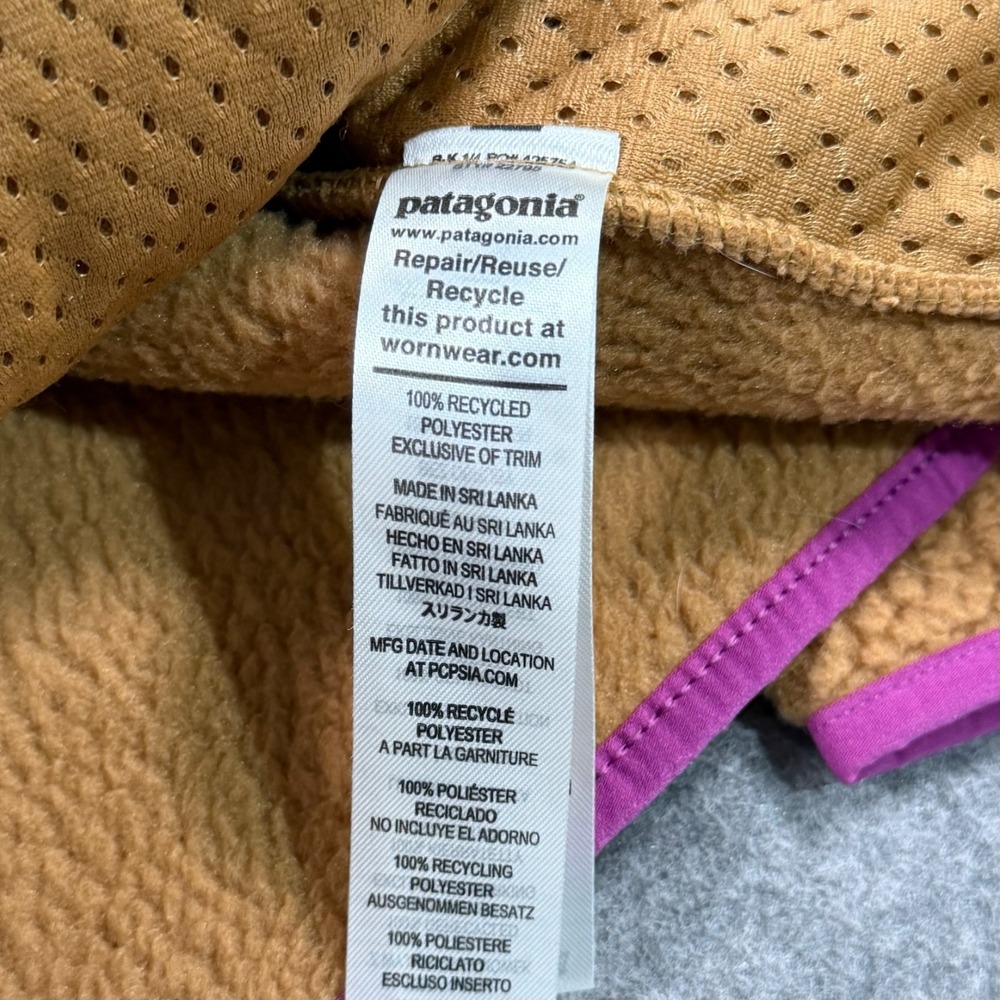 Patagonia Nest Brown Pink Retro Pile Fleece Full Zip-Up Jacket Women's Size XS - Picture 3 of 6